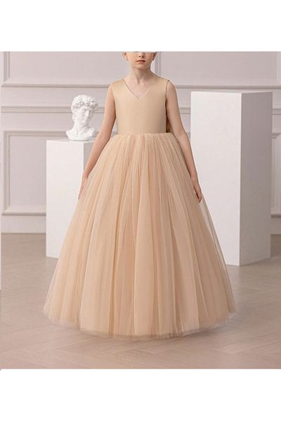 NSMLİFE Κορίτσι Acacia Model TABA Χρώμα V λαιμόκοψη Απλό κομψό μακρύ βραδινό φόρεμα αποφοίτησης