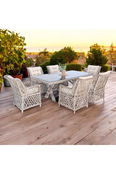 ReHome Alaska | Rehome 100x200 Rattan Bahçe Masa Takımı | 43