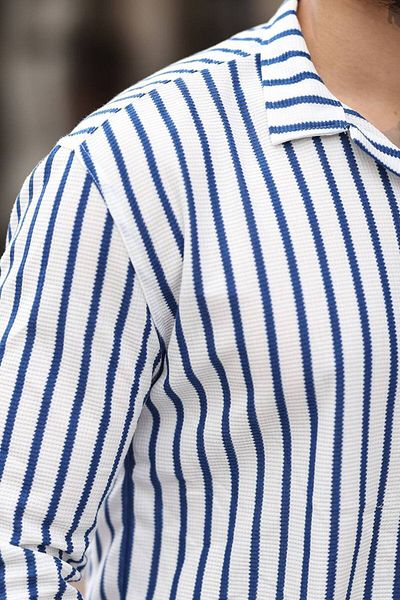 CAN Men's Striped Waffle Shirt