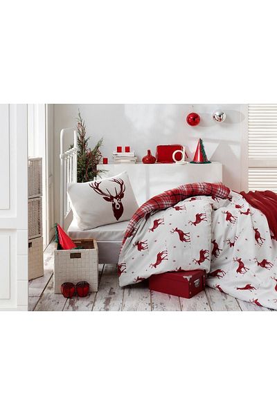 Eponj Home Single Easy-Iron Duvet Cover Set Deer Claret Red
