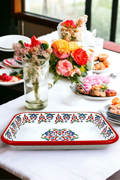 İnci Emaye No 28 Enamel Rectangle Plate Dish Breakfast Camping Picnic