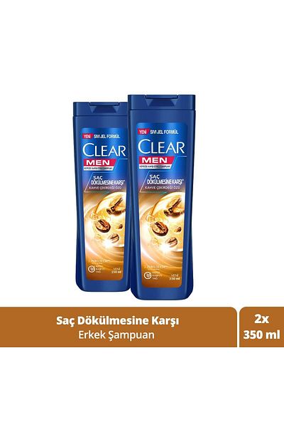 Clear Men Effective Shampoo Against Dandruff Anti-Hair Loss Coffee Bean Extract 350 ml X2 Pieces