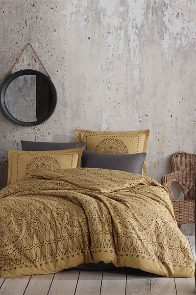 Clasy Merit Mustard Single 100% Cotton Quilt Set 155*215 cm