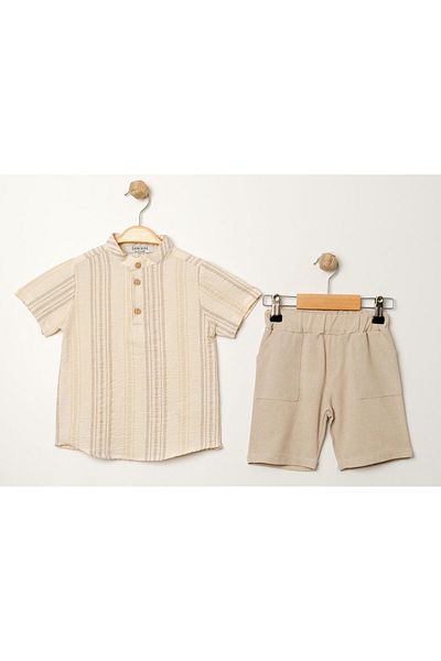 Chicsy Baby 2-Piece Stylish Shirt Stripe Suit for Kids and Baby - Adjustable Waist Short Sleeve Shorts