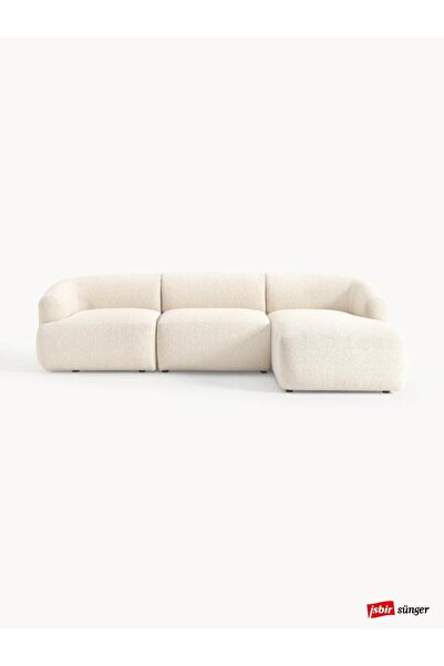 Mobilya Depom Mode Togg Soft Sağ Köşe Koltuk Takımı 3 Modül 01 Beyaz Bukle Ku...