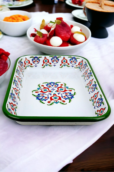 İnci Emaye No 28 Enamel Rectangle Plate Dish Breakfast Camping Picnic