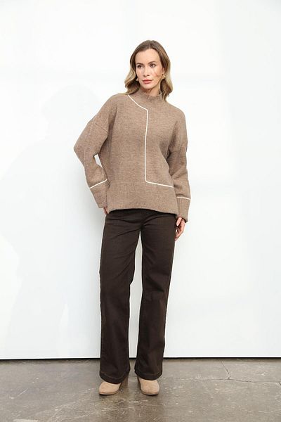 Qutu Butik 7661 Пуловер с яка и каишка от сардоне