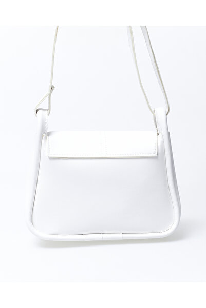 UK BAGS White 43 Adjustable Strap Simple Stylish Snap Closure Shoulder Bag W 22 cm L 18 cm