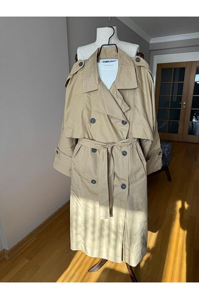 Natavanbutık Light Beige Slit Trench Coat