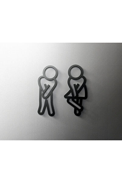 MARESSHİA Siyah tuvalet işareti plaka plastik kapı duvar etiket Wc tutucu işaret panosu