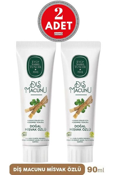 Eyüp Sabri Tuncer 2 Pack Toothpaste with MISVAK Extract 90 ML GLOSSY OUTSIDE AND FULL DAY FREEZE