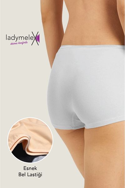LadyMelex Pantaloni scurți de damă Boxer alb single, lenjerie și pantaloni scurți jambiere 100% țesătură moale