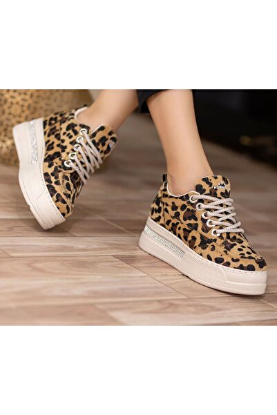 LABRONA Kadın Yüksek Tabanlı Bağcıklı Yürüyüş Ayakkabısı 6 Cm Taban Boyu