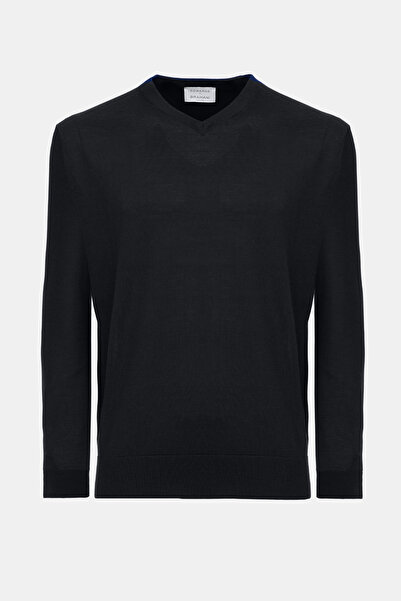 Edwards Erkek Siyah V Yaka Yün Kazak