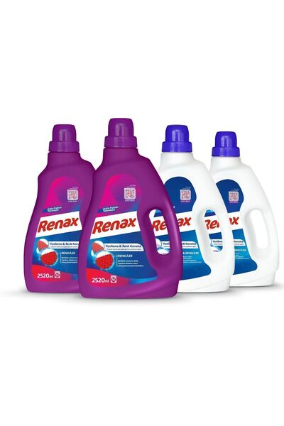 RENAX Sıvı Çamaşır Deterjanı 2520 ml - 4 Lü Paket (2 Renkliler + 2 Beyazlar)