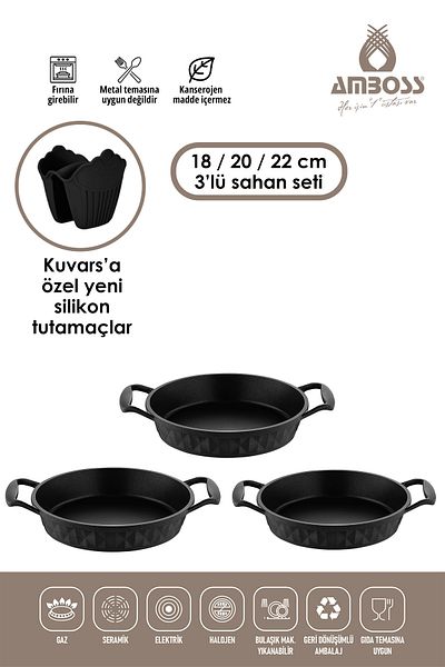 Amboss Quartz 3 Piece Casting Titanium Plated Fireproof Non-Stick Saddle (OMLET) Set