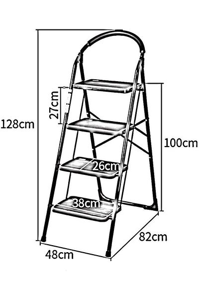 ALMUFARREJ 4 Step Folding Iron Ladder