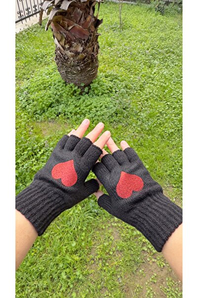 Toka Perisi Вовняні рукавички без пальців з принтом у вигляді серця