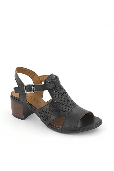 Venüs Sandale de damă din piele cu toc negru 1857209 y