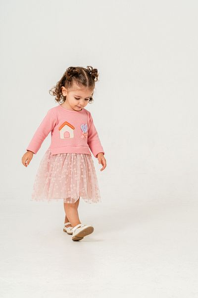 Eray Kids Seasonal Baby Girl Dress with Embroidery Detail and Floral Print