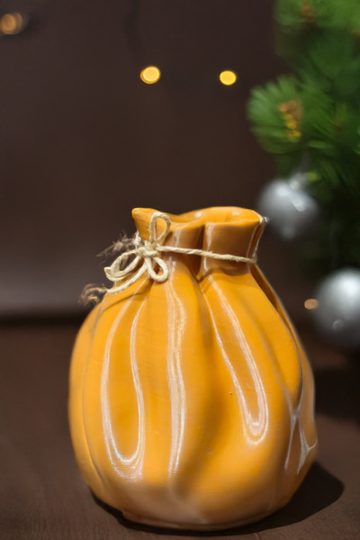 N NOXXO Bohemian Style Elegant Nordic Vase Drawstring Orange Large Size 15 X 25 cm Vegan Pla
