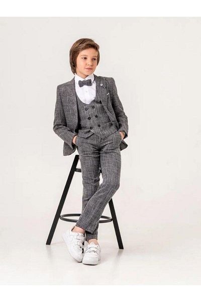 Zekids Boy's Badge Pocket Handkerchief Detailed Suit (10-14 Years Old)