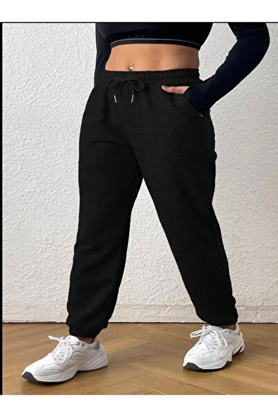 yg ydn giyim Μαύρο Χρώμα Ψηλόμεσο Άνετο Παντελόνι Jogger Leg