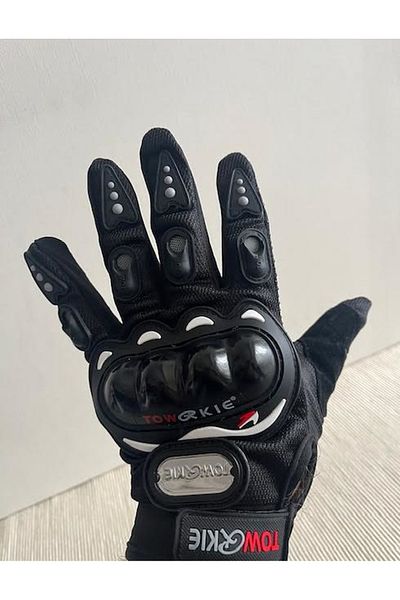 CosmoOutlet Super Protect Stretchy Fabric Men's Black Cycling and Motorcycle Gloves