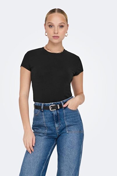 ONLY ΟΝΛΕΛΙΝΑ Κοντό Τοπ με Στρογγυλή Λαιμόκοψη, Ανοιχτό Σετ Μπλε, JRS NOOS