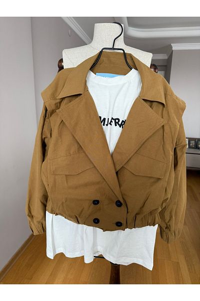 Natavanbutık Mustard Color Oversize Short Trench Coat