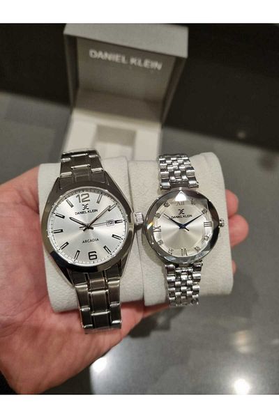 Daniel Klein Silver Color Couple Lover Watch and Bracelet Gift
