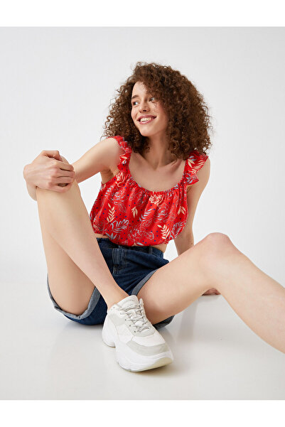 Koton Crop Blouse Patterned Straps