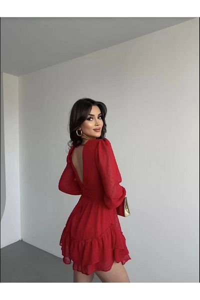 Ekim Store Sleeve Tulle Detail Degaje Collar Shorts Set Dress