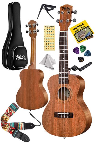 Midex Sp-21m Σετ Μαόνι Σοπράνο Ουκελέλε (SOFTCASE CAPO ΜΕΘΟΔΟΣ ΣΗΜΕΙΩΜΑΤΙΚΑ ΣΤICKER ΚΡΕΜΑΣΤΡΑ ΠΕΝΑ)
