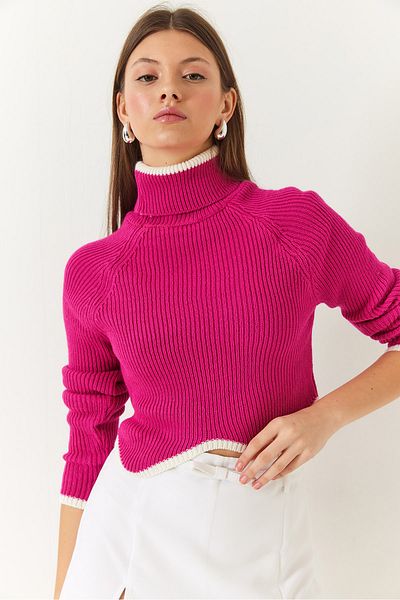 Bianco Lucci Women's Turtleneck Crop Sweater