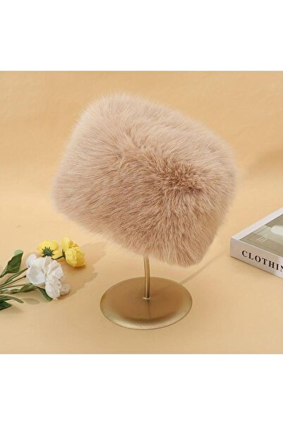 Axesoire 14563 Bej Peluş Kalpak Şapka