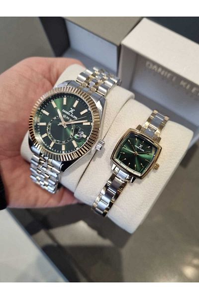 Daniel Klein Green Dial Couple Lover Watch - Bracelet Gift Date