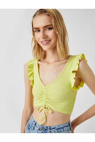 Koton Ruffle Detailed Gathered T-Shirt