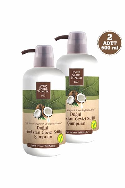 Eyüp Sabri Tuncer Natural Shampoo with Coconut Milk - 600 ml x 2 Pieces