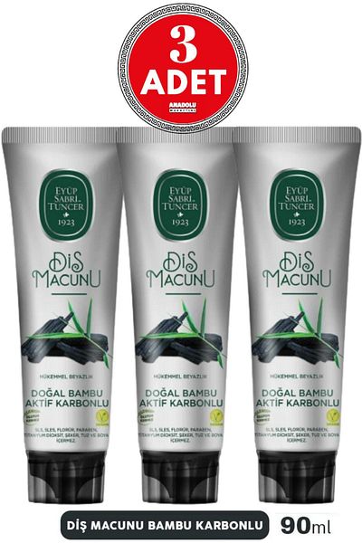 Eyüp Sabri Tuncer Natural Bamboo Carbon Toothpaste 90 ml 3 PCS