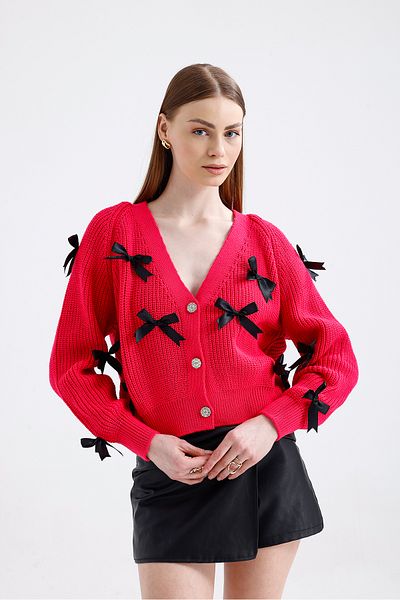 ikomteks Knitwear Cardigan with Bow