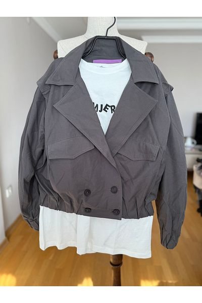 Natavanbutık Smoked Color Oversize Short Trench Coat