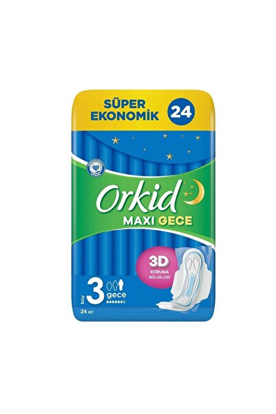 Orkid Maxi Hijyenik Ped Gece Süper Ekonomik Paket 24'lü