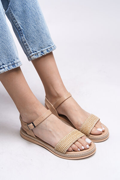 Riccon Kadın Sandalet 0012058 Nude Hasır