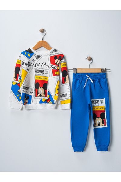BUUFUU Printed Long Sleeve Elastic Waist Pocket Unisex Children's Top and Bottom Set