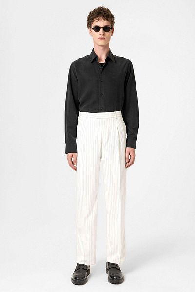 Antioch White Striped Relaxed Fit Men's Trousers