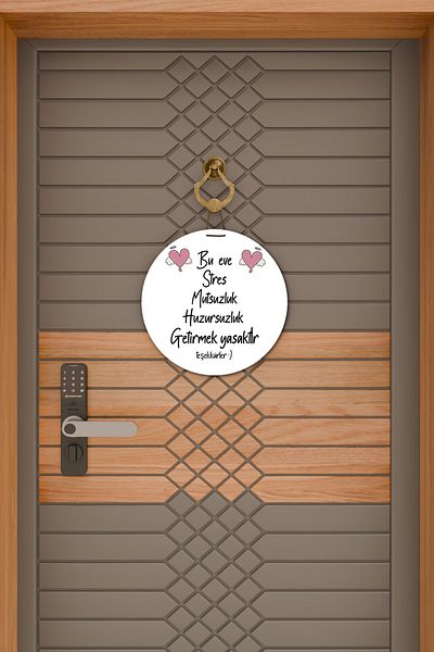 Rugmood Modern Door Ornament White Background It Is Forbidden to Bring Stress, Unhappiness to This House Door Ornament