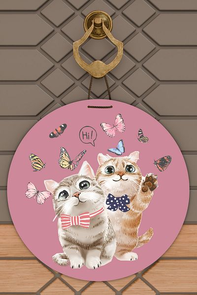 Rugmood Μοντέρνο Στολίδι Πόρτας Ροζ Hi Cat Στολίδι Εξωτερικής Πόρτας