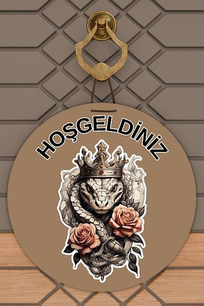 Rugmood Μοντέρνο Στολίδι Πόρτας Καφέ Δάπεδο Τριαντάφυλλο Φίδι Στολίδι Εξωτερικής Πόρτας