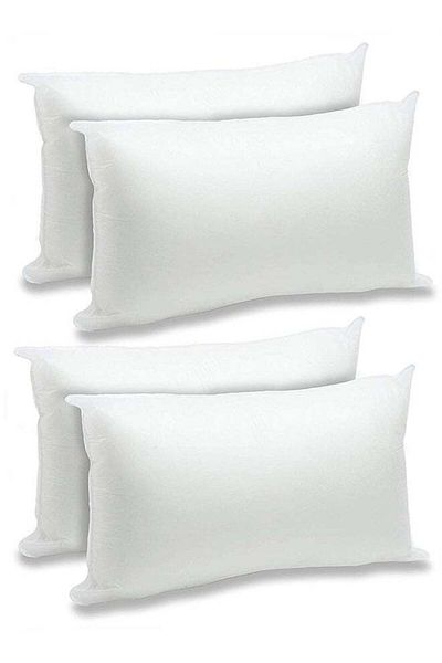 soufa dibaj 4 Pieces | Microfibre Rectangular Cushion Filler Microfiber - White - 50x30 cm